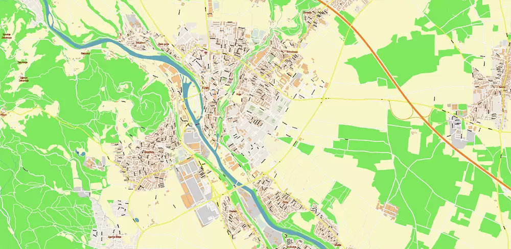 Ljubljana Slovenia Vector Map high detailed layered Adobe Illustrator