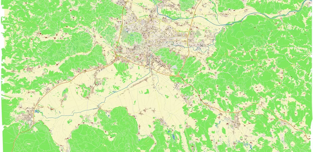 Ljubljana Slovenia Vector Map high detailed layered Adobe Illustrator