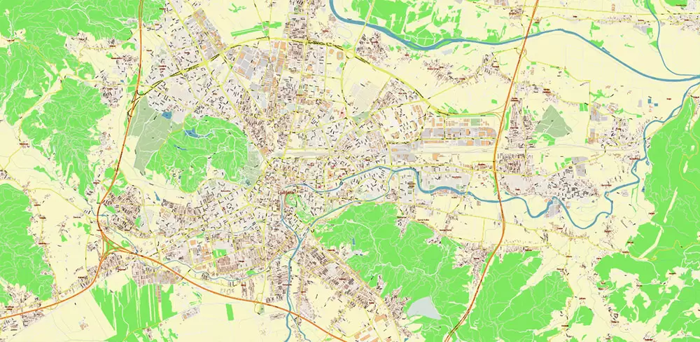 Ljubljana Slovenia Vector Map high detailed layered Adobe Illustrator