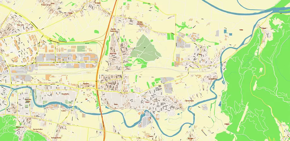 Ljubljana Slovenia Vector Map high detailed layered Adobe Illustrator