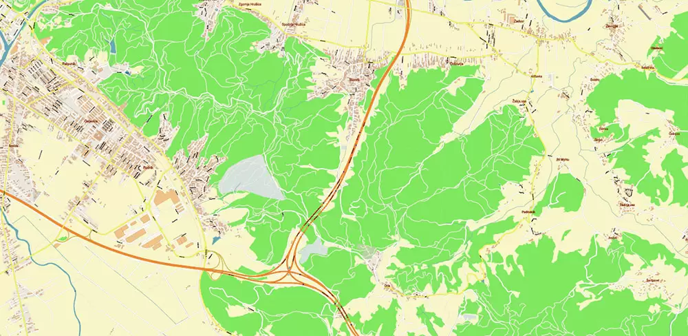 Ljubljana Slovenia Vector Map high detailed layered Adobe Illustrator