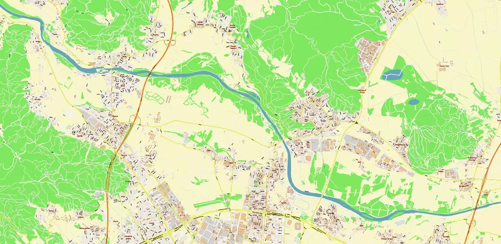Ljubljana Slovenia Vector Map high detailed layered Adobe Illustrator