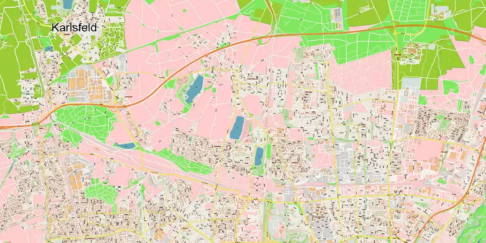 Munchen Germany Vector Map 1971 high detailed layered Adobe Illustrator