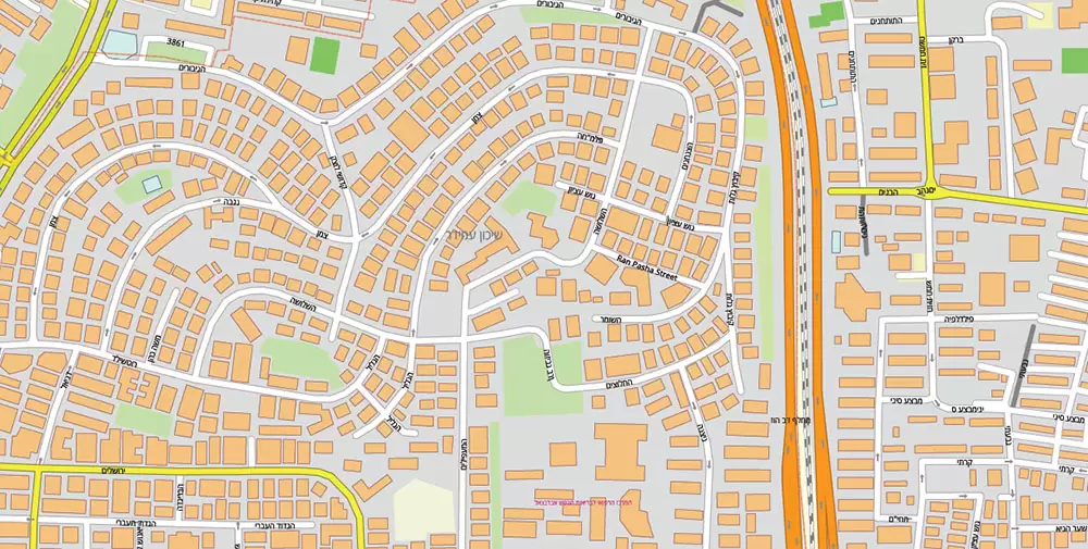 Tel Aviv Israel PDF Vector Map 1971 high detailed layered Adobe PDF (latin + hebrew names)