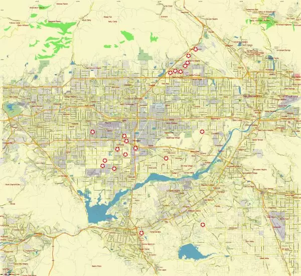 Los Angeles North Part area California US Vector Map exact detailed All Roads Cities Towns map editable Layered Adobe Illustrator