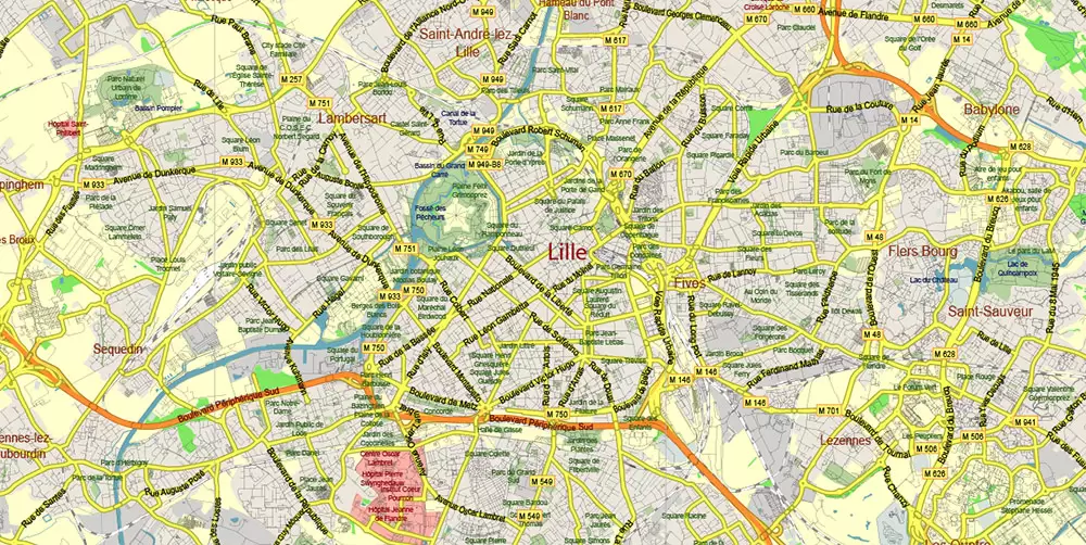 Nord Pas de Calais France PDF Vector Map exact extra detailed All Roads Cities Towns map editable Layered Adobe PDF