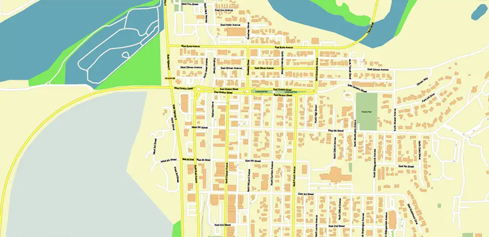 Bellingham Washington US PDF Vector Map exact high detailed editable layered Adobe PDF