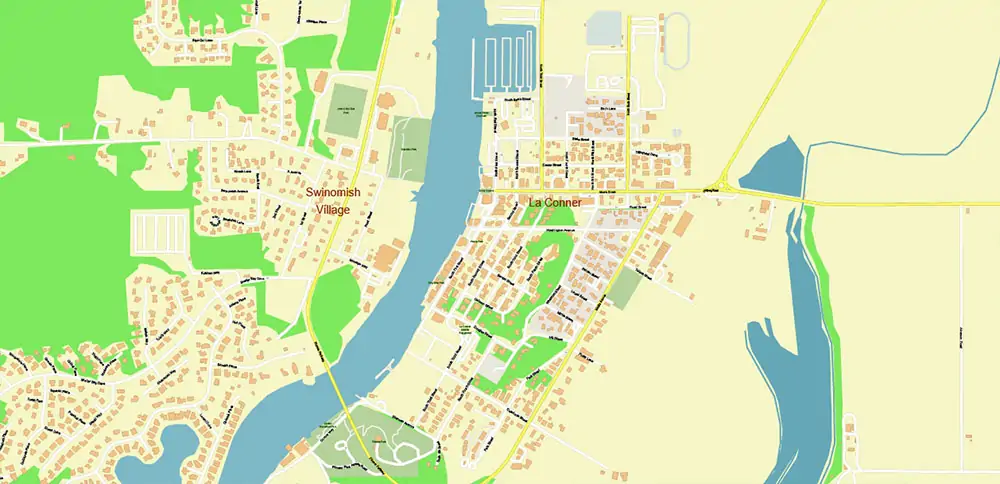 Bellingham Washington US PDF Vector Map exact high detailed editable layered Adobe PDF