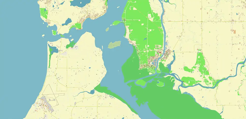 Bellingham Washington US PDF Vector Map exact high detailed editable layered Adobe PDF