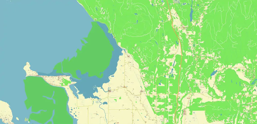 Bellingham Washington US PDF Vector Map exact high detailed editable layered Adobe PDF
