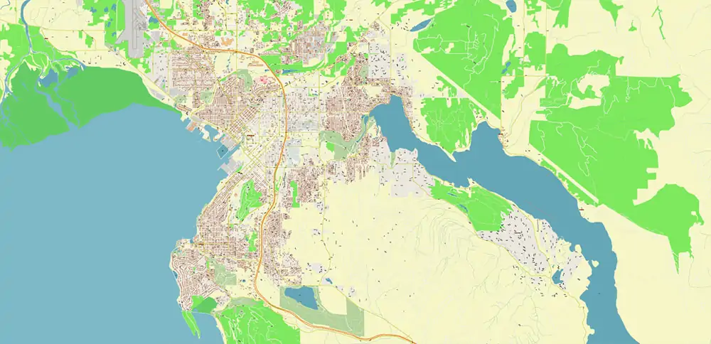 Bellingham Washington US PDF Vector Map exact high detailed editable layered Adobe PDF