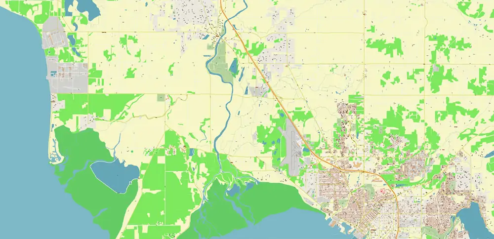Bellingham Washington US PDF Vector Map exact high detailed editable layered Adobe PDF