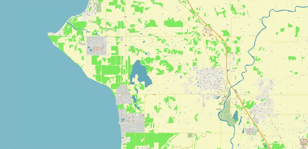Bellingham Washington US PDF Vector Map exact high detailed editable layered Adobe PDF
