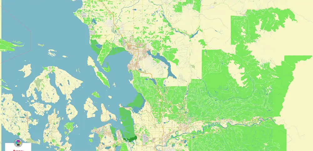 Bellingham Washington US PDF Vector Map exact high detailed editable layered Adobe PDF