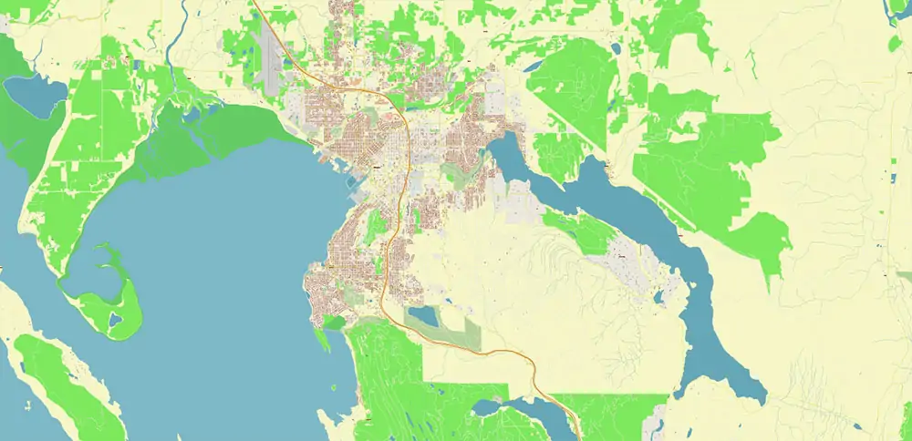 Bellingham Washington US PDF Vector Map exact high detailed editable layered Adobe PDF