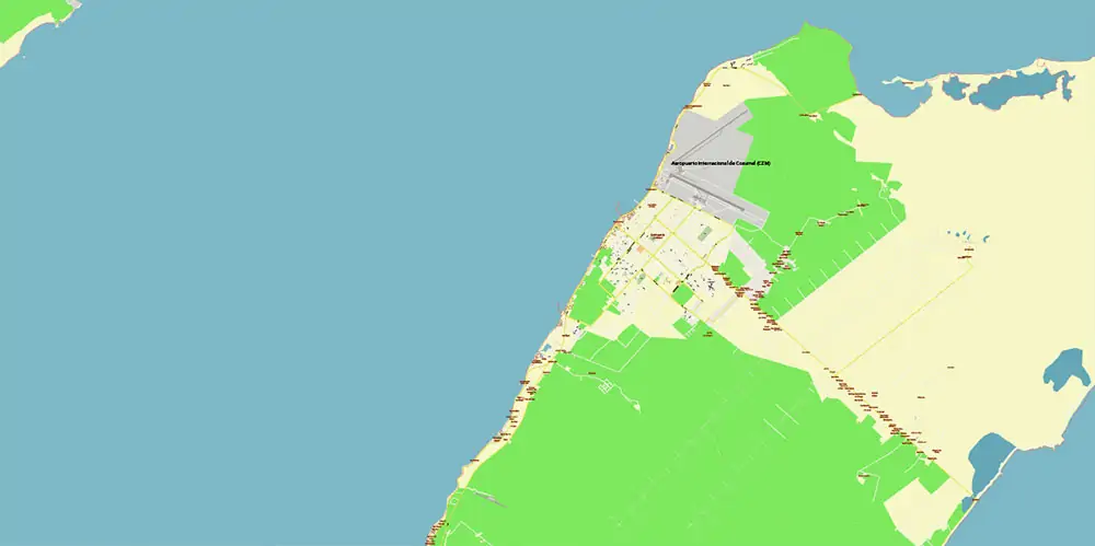 Cancun Mexico PDF Vector Map high detailed All Roads Streets Cities Towns map editable Layered Adobe PDF