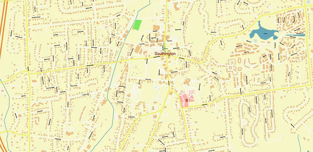 Hartford area Connecticut US PDF Vector Map exact high detailed editable layered Adobe PDF