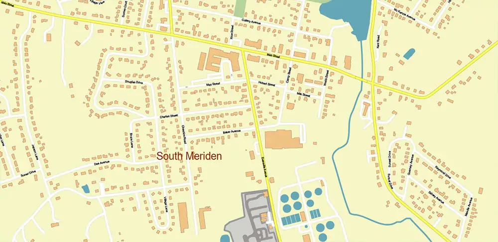 Hartford area Connecticut US PDF Vector Map exact high detailed editable layered Adobe PDF