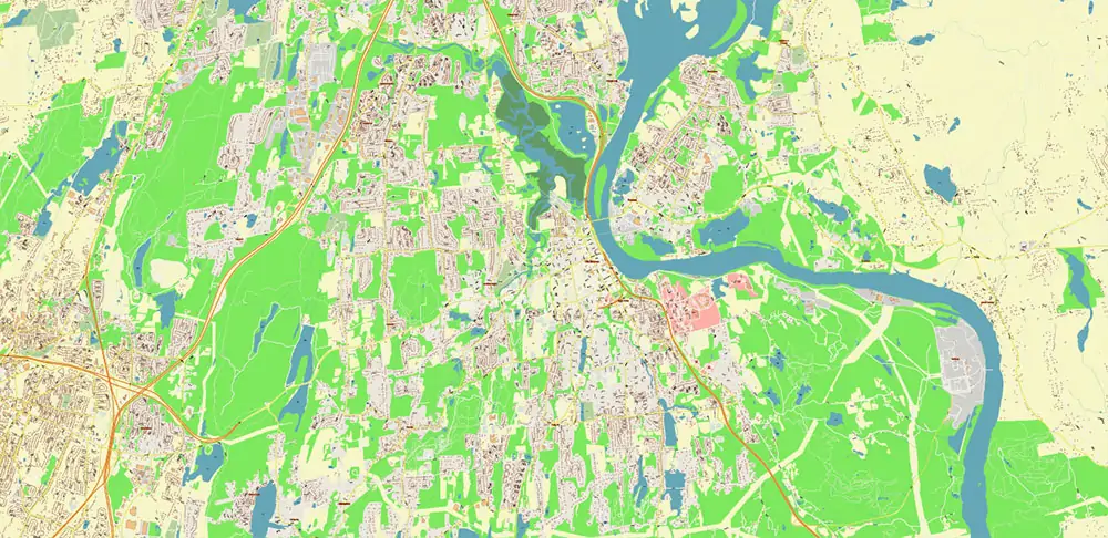 Hartford area Connecticut US PDF Vector Map exact high detailed editable layered Adobe PDF