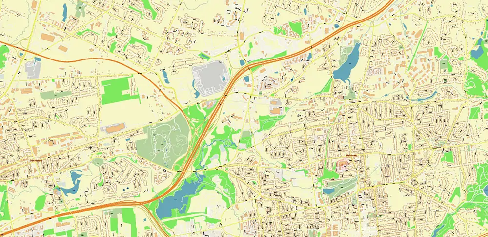 Hartford area Connecticut US PDF Vector Map exact high detailed editable layered Adobe PDF