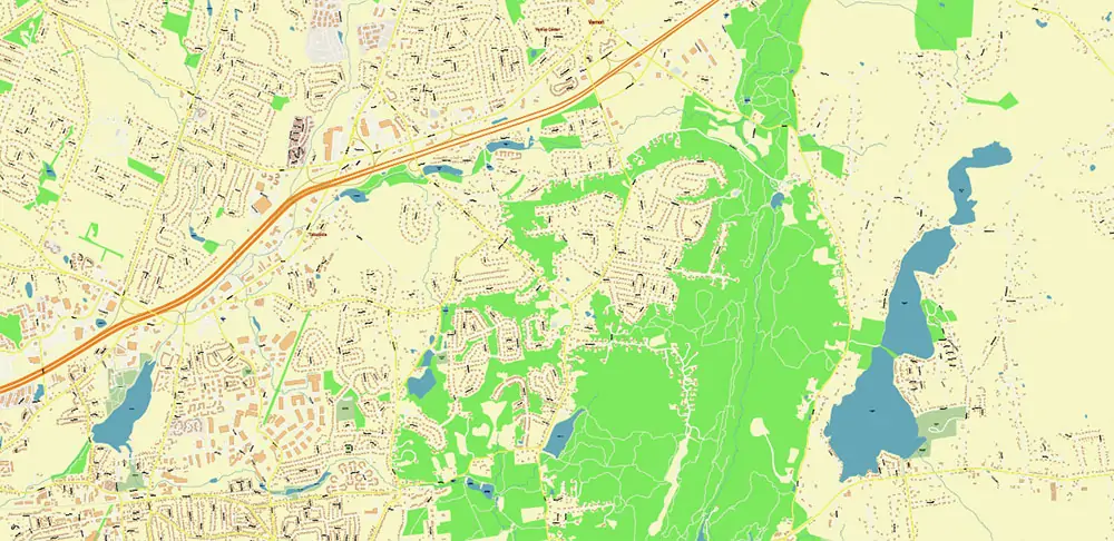 Hartford area Connecticut US PDF Vector Map exact high detailed editable layered Adobe PDF