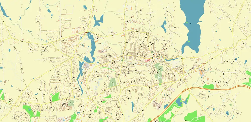 Hartford area Connecticut US PDF Vector Map exact high detailed editable layered Adobe PDF