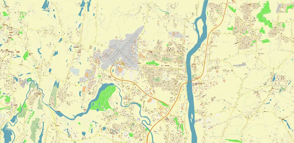 Hartford area Connecticut US PDF Vector Map exact high detailed editable layered Adobe PDF