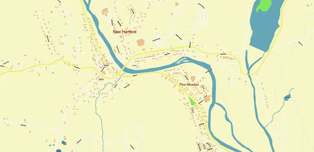 Hartford area Connecticut US PDF Vector Map exact high detailed editable layered Adobe PDF