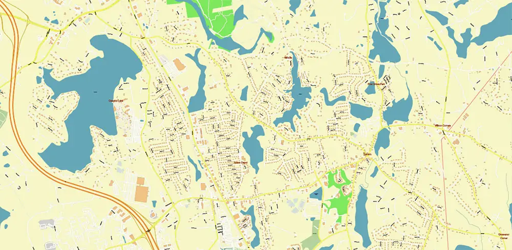 Lawrence Massachusetts US PDF Vector Map high detailed All Roads Streets Cities Towns map editable Layered Adobe PDF