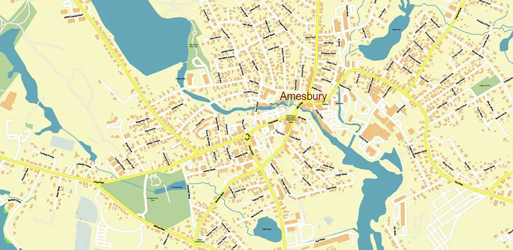 Lawrence Massachusetts US PDF Vector Map high detailed All Roads Streets Cities Towns map editable Layered Adobe PDF