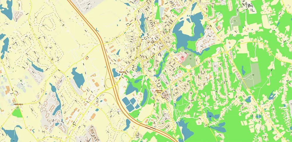 Lawrence Massachusetts US PDF Vector Map high detailed All Roads Streets Cities Towns map editable Layered Adobe PDF
