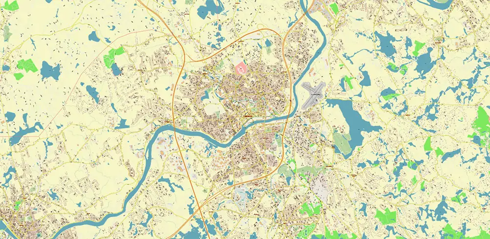 Lawrence Massachusetts US PDF Vector Map high detailed All Roads Streets Cities Towns map editable Layered Adobe PDF