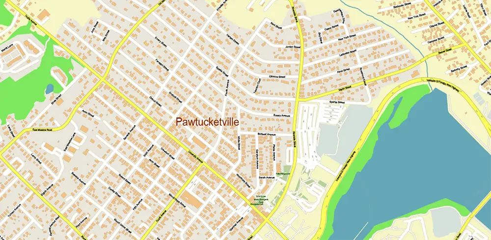 Lawrence Massachusetts US PDF Vector Map high detailed All Roads Streets Cities Towns map editable Layered Adobe PDF