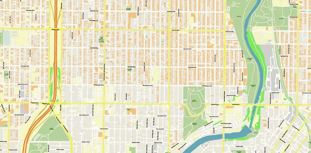 Milwaukee area Wisconsin US Vector Map exact high detailed editable layered Adobe Illustrator
