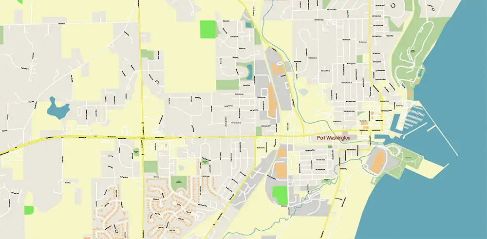Milwaukee area Wisconsin US Vector Map exact high detailed editable layered Adobe Illustrator