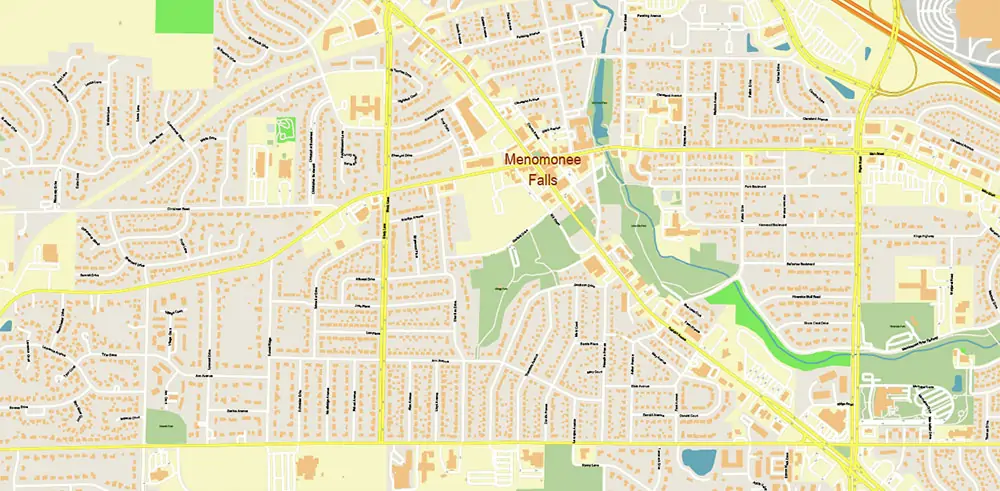 Milwaukee area Wisconsin US Vector Map exact high detailed editable layered Adobe Illustrator