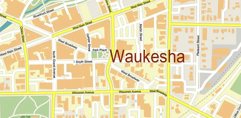 Milwaukee area Wisconsin US Vector Map exact high detailed editable layered Adobe Illustrator
