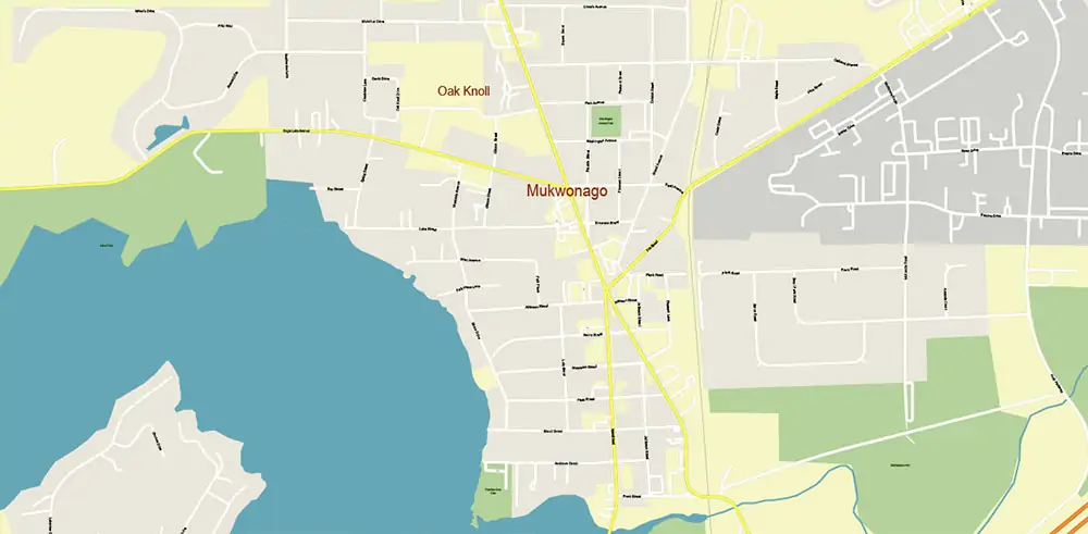 Milwaukee area Wisconsin US Vector Map exact high detailed editable layered Adobe Illustrator
