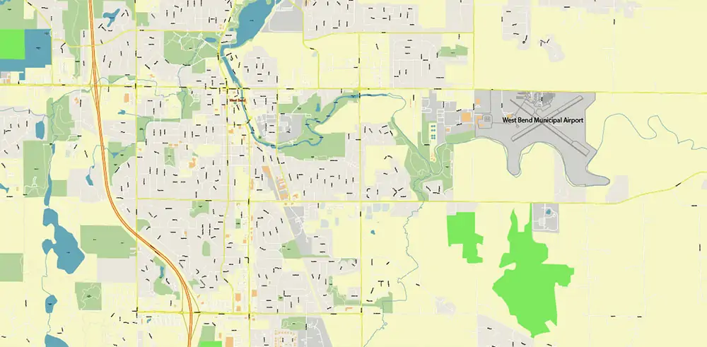 Milwaukee area Wisconsin US Vector Map exact high detailed editable layered Adobe Illustrator