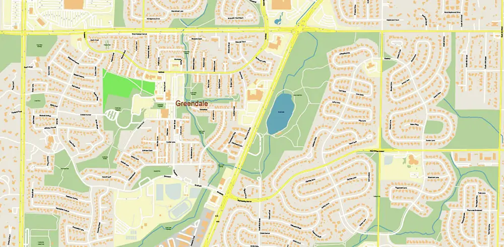 Milwaukee area Wisconsin US Vector Map exact high detailed editable layered Adobe Illustrator