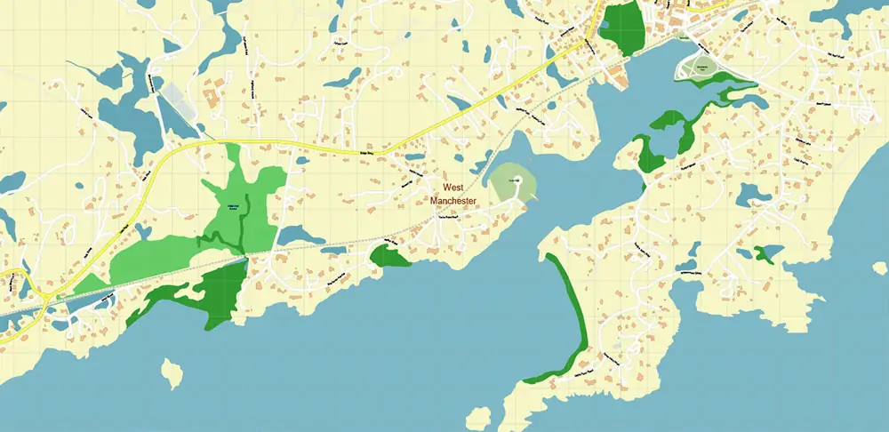 Peabody Salem Beverly Massachusetts US Vector Map high detailed All Roads Streets Cities Towns map editable Layered Adobe Illustrator