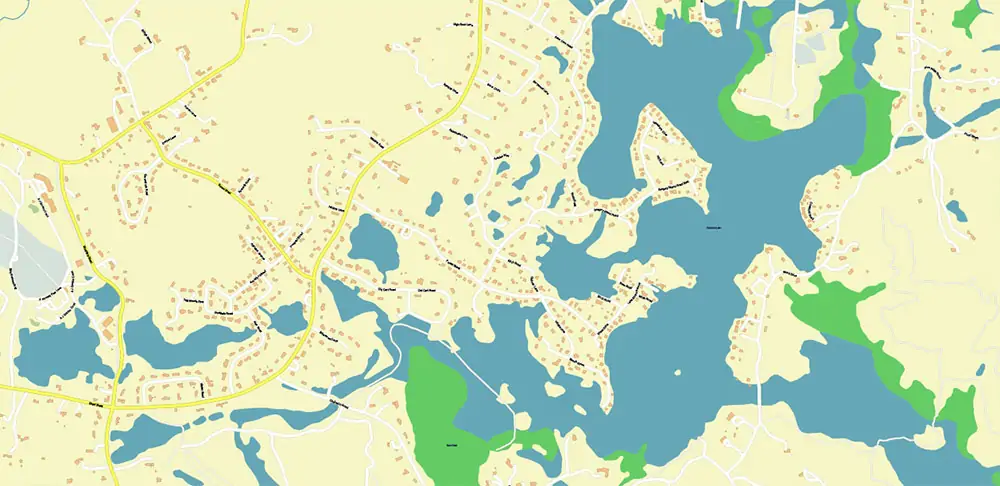 Peabody Salem Beverly Massachusetts US Vector Map high detailed All Roads Streets Cities Towns map editable Layered Adobe Illustrator
