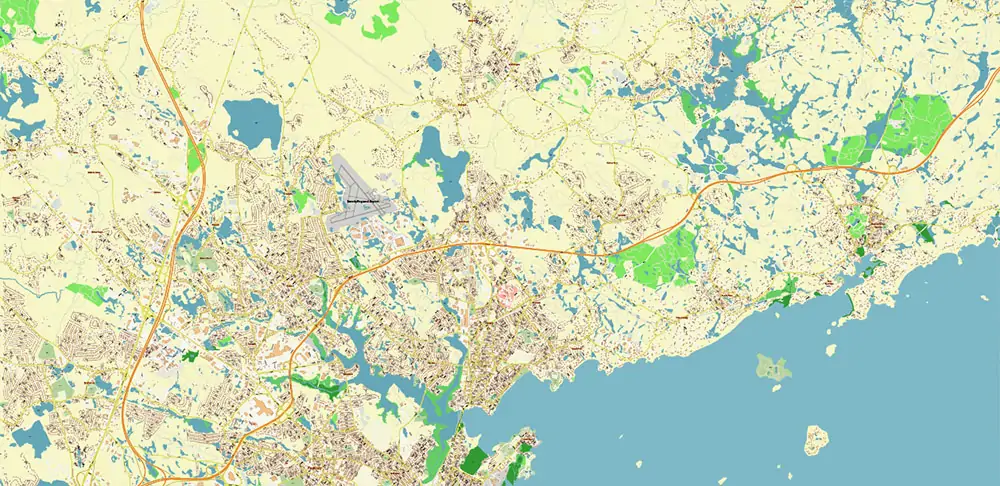Peabody Salem Beverly Massachusetts US Vector Map high detailed All Roads Streets Cities Towns map editable Layered Adobe Illustrator