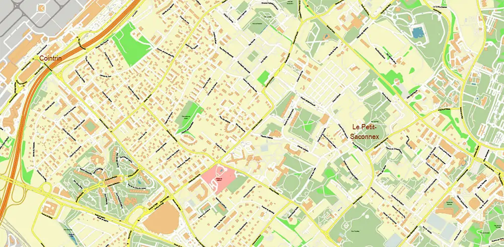 Meyrin Switzerland PDF Vector Map high detailed All Roads Streets editable Layered Adobe PDF