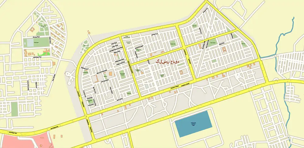 Karachi Pakistan Vector Map high detailed scale 1:1000 editable Layered Adobe Illustrator