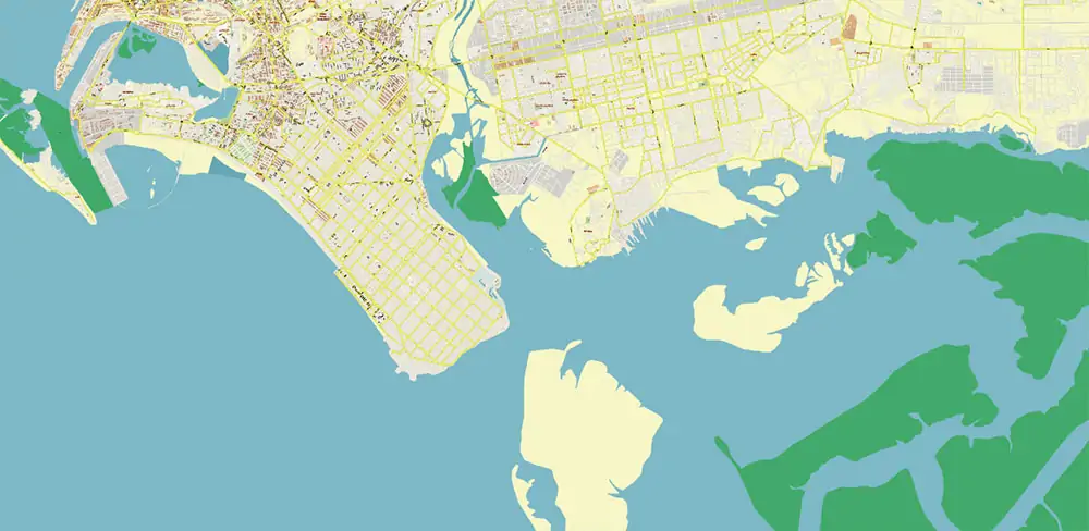 Karachi Pakistan Vector Map high detailed scale 1:1000 editable Layered Adobe Illustrator
