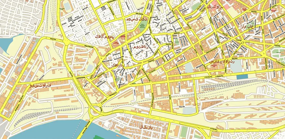 Karachi Pakistan Vector Map high detailed scale 1:1000 editable Layered Adobe Illustrator