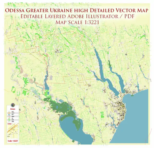 Odessa Greater Ukraine Vector Map high detailed editable Layered Adobe Illustrator