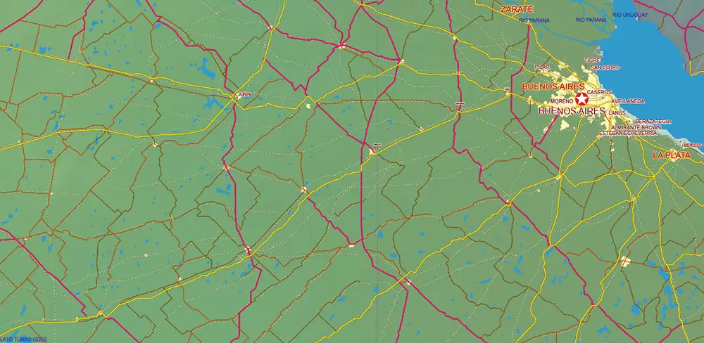South America full PDF Vector Map high detailed roads + Relief editable layered in Adobe PDF