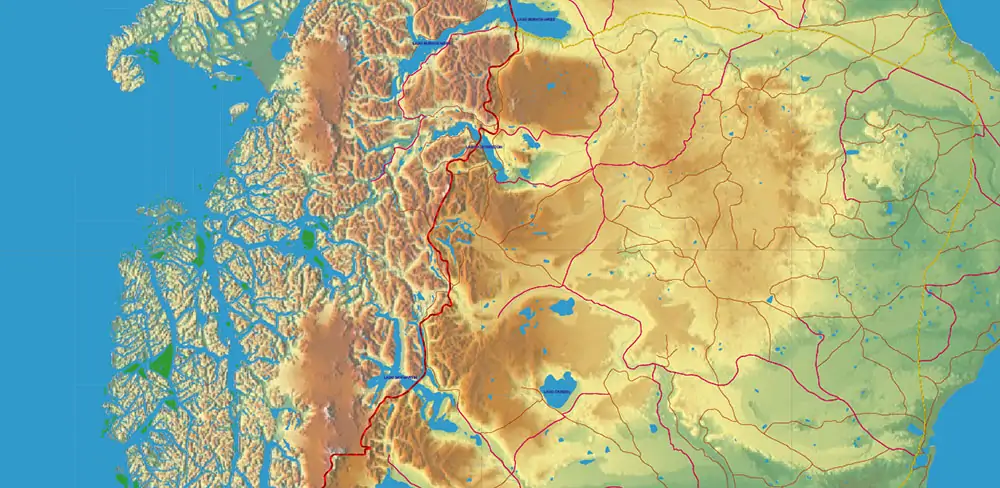 South America full PDF Vector Map high detailed roads + Relief editable layered in Adobe PDF